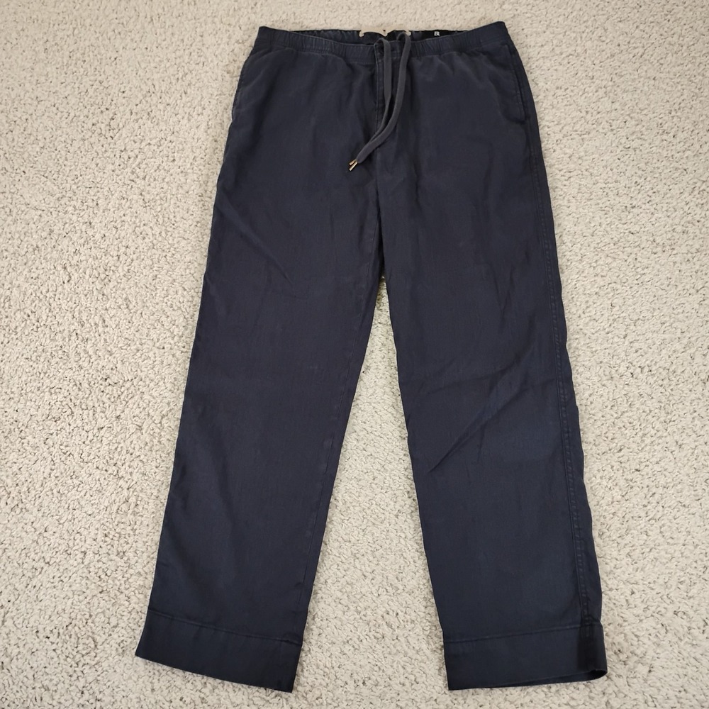 Banana Republic Pants Mens 36x32 Blue Linen Drawstring Beach Preppy Casual Zip